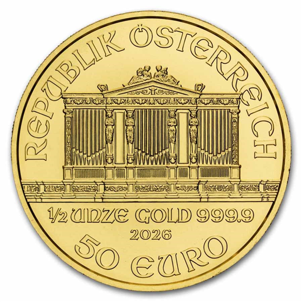 Gold Vienna Philharmonics Coin 2026 - 1/2 oz